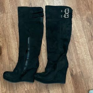 Guess over the knee wedged boots